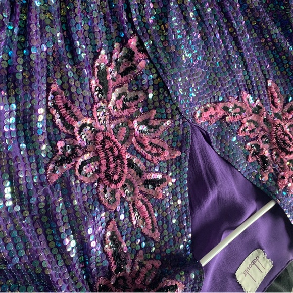 Vintage Silk & Sequins Purple Dress Hand Made - Picture 11 of 11